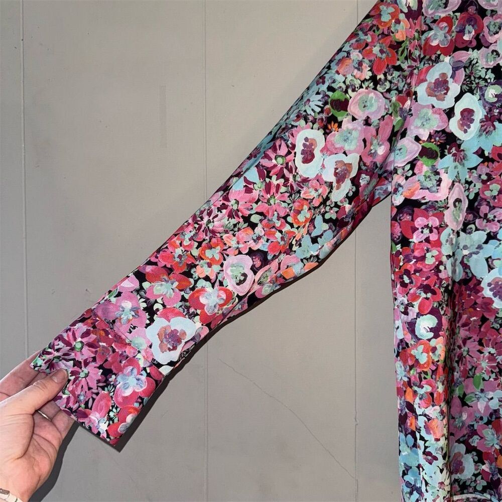 Zara Women's Floral Print Satin Blouse Multicolor Size M Casual - Picture 4 of 8